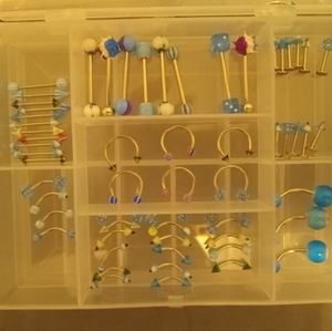 62pc Blue and green jewelry lot